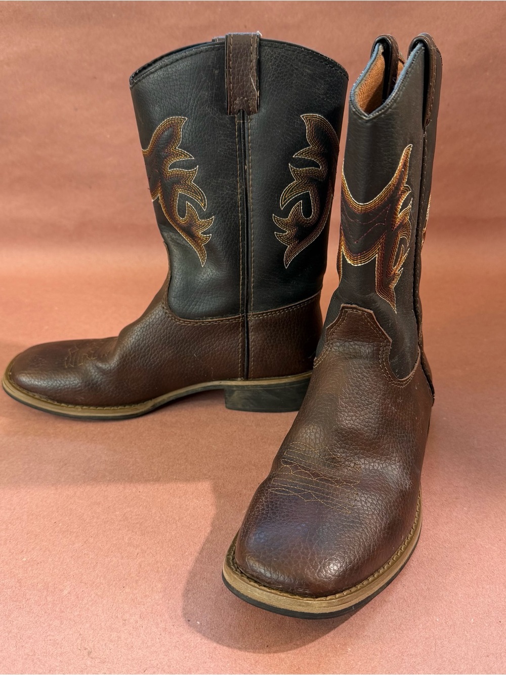 Austin Trading Co. Classic Brown Leather Cowboy Boots - Boy’s Western Work Boots